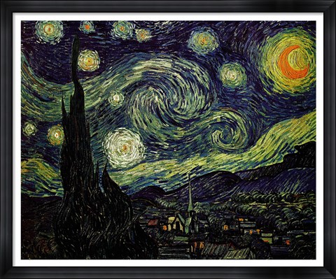Framed Starry Night, c.1889 Print
