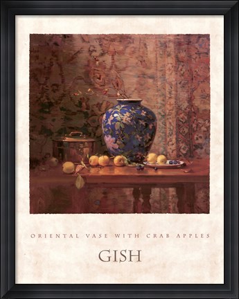 Framed Oriental Vase with Crab Apples Print