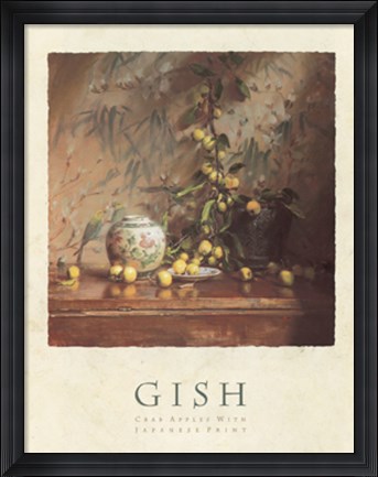 Framed Crab Apples with Japanese Print Print