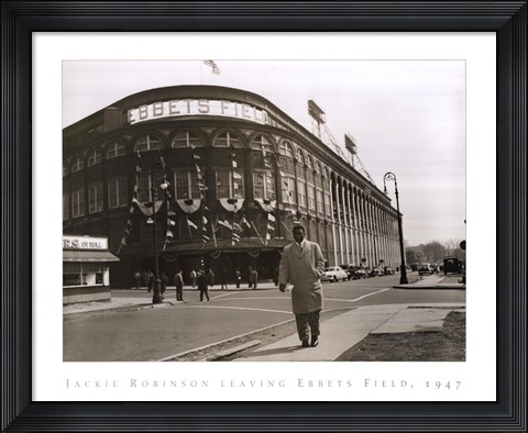 Framed Jackie Robinson Leaving Ebbets Field, 1947 Print