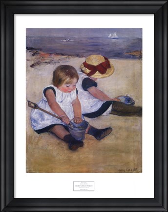 Framed Children Playing on the Beach Print