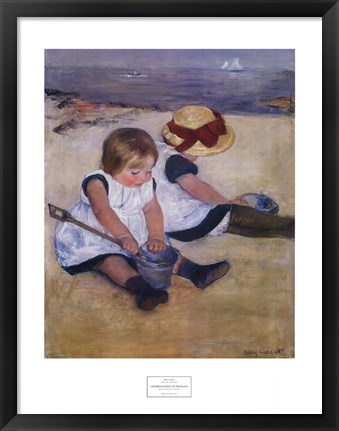 Framed Children Playing on the Beach Print