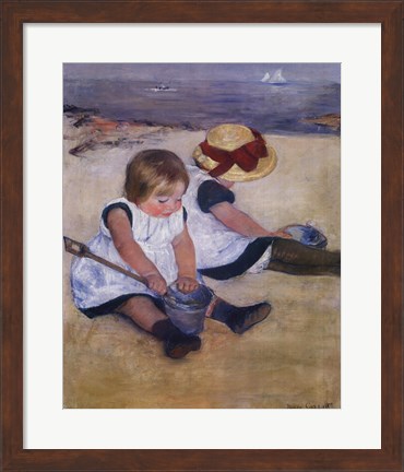 Framed Children Playing on the Beach Print