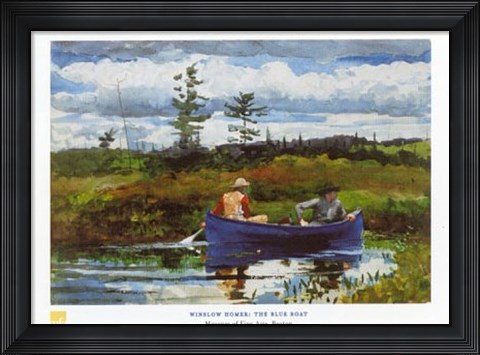 Framed Blue Boat Print
