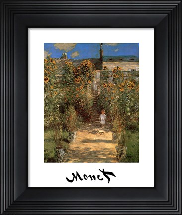 Framed Artist&#39;s Garden at Vetheuil with Boy, c.1880 Print