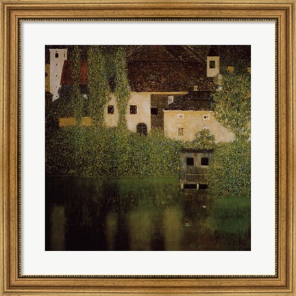 Framed Unterach Manor and Lock Chamber on the Attersee Lake, c.1908 Print