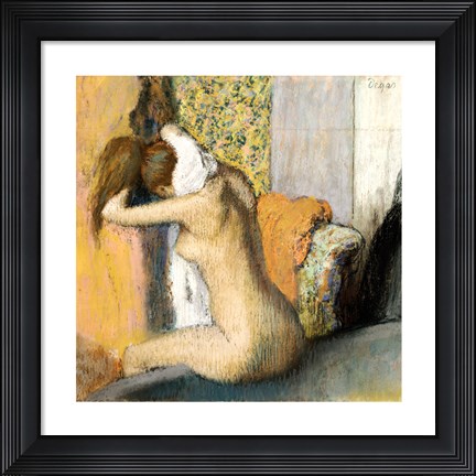 Framed After the Bath, Woman Drying her Neck Print