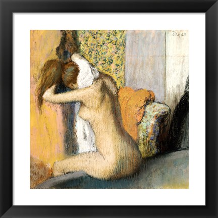 Framed After the Bath, Woman Drying her Neck Print