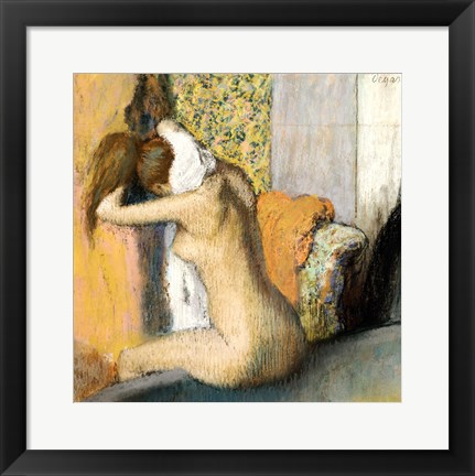 Framed After the Bath, Woman Drying her Neck Print