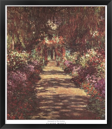 Framed Pathway in Monet&#39;s Garden at Giverny, c.1902 Print