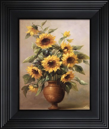 Framed Sunflowers In Bronze I Print
