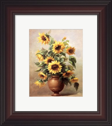 Framed Sunflowers In Bronze II Print