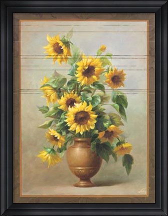 Framed Sunflowers In Bronze II Print