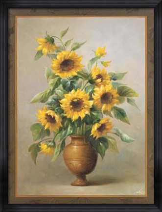 Framed Sunflowers In Bronze I Print