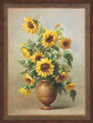 Framed Sunflowers In Bronze II Print