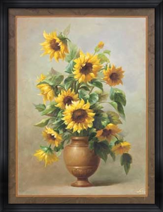 Framed Sunflowers In Bronze II Print