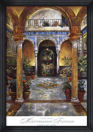 Framed Mediterranean Fountain Print