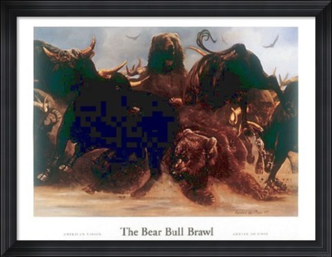 Framed Bear Bull Brawl Print