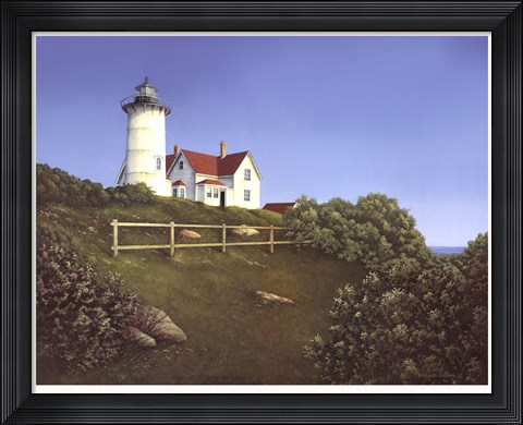 Framed Wood&#39;s Hole Lighthouse Print