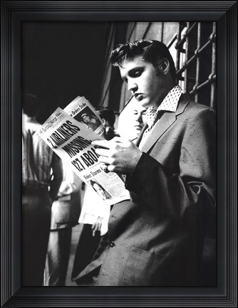 Framed Elvis Reading the Sunday Mirror Print