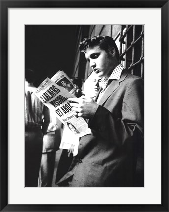 Framed Elvis Reading the Sunday Mirror Print