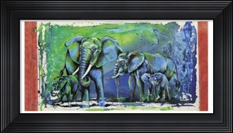 Framed Wild Elephants Print