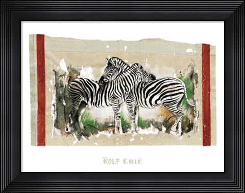 Framed Two Zebras Print