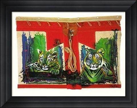 Framed White Tiger and Cub Print