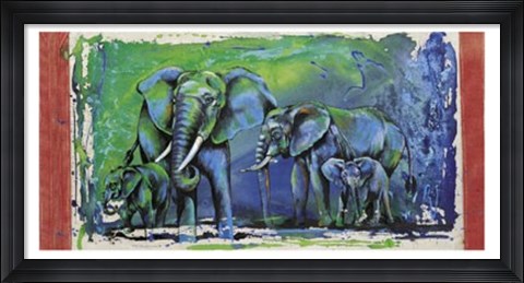 Framed Wild Elephants Print