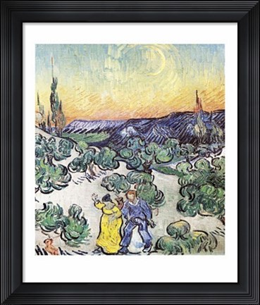 Framed La Promenade le Soir a Saint-Remy Print