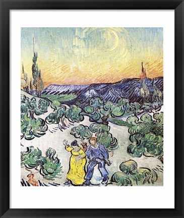 Framed La Promenade le Soir a Saint-Remy Print