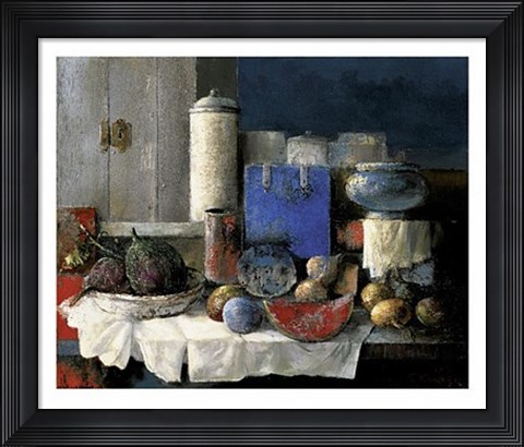 Framed Nature Morte au Carre Bleu Print