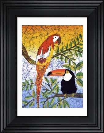 Framed Tucan &amp; Parrots Print