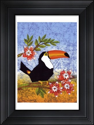 Framed Tucan with Flower Print