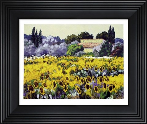 Framed Dans les Tournesols Print