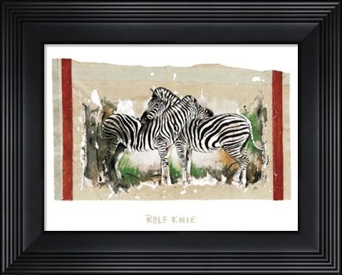 Framed Two Zebras Print