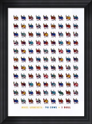 Framed 98 Cows &amp; 1 Bull Print