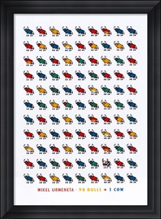 Framed 98 Bulls &amp; 1 Cow Print