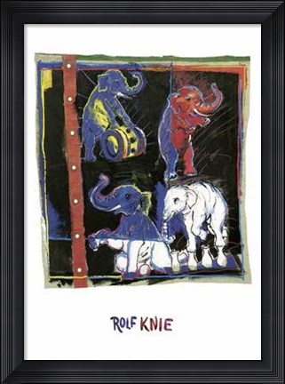 Framed Four Elephants Print