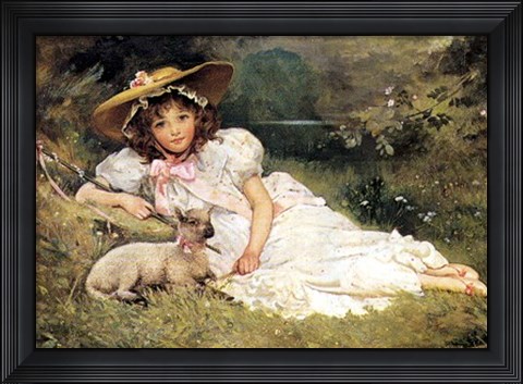 Framed Girl with her Pet Print