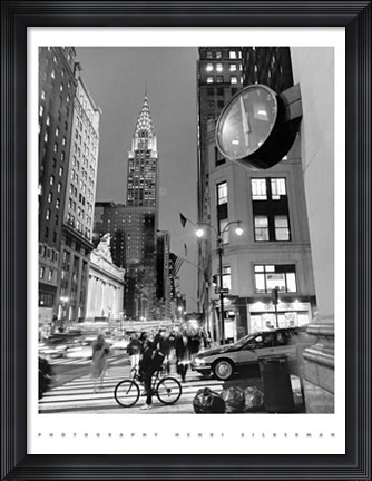 Framed Chrysler Clock, Madison Avenue Print
