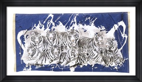Framed Nine White Tigers Print