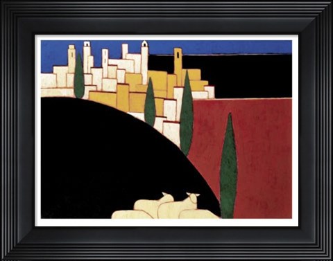 Framed San Gimignano with Sheep Print