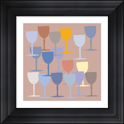 Framed Seventeen Glasses I Print