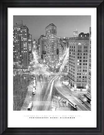 Framed Flatiron Building at Night Print