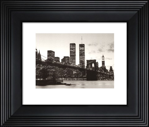 Framed WTC Over Brooklyn Bridge (Day) Print