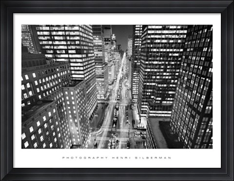 Framed Park Avenue at Night, NYC Print