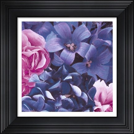 Framed Pink and Blue Flowers Print