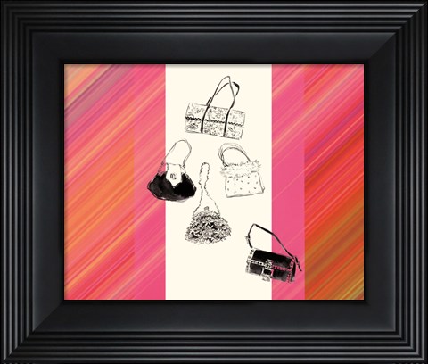Framed Cinq Sacs a Main avec Raies Print