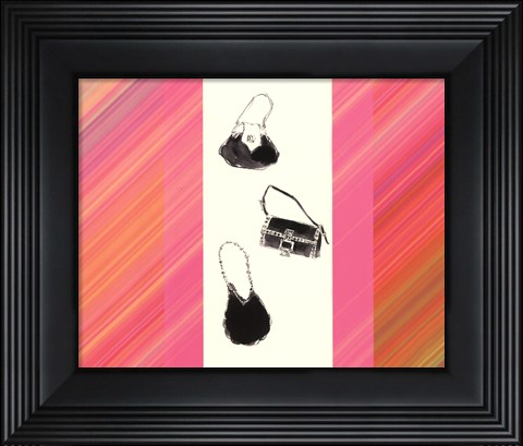 Framed Trois Sacs a Main avec Raies Print